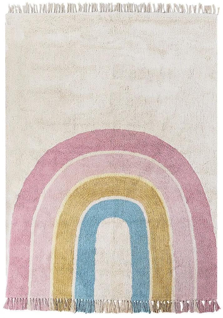 Tapete para crianças em algodão creme e multicolor padrão de arco-íris 140 x 200 cm TATARLI Beliani