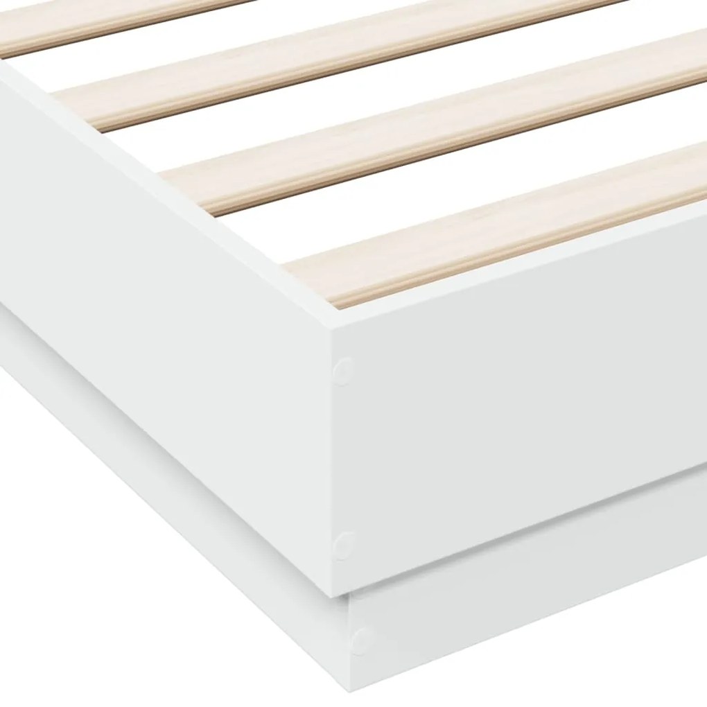Estrutura de cama com luzes LED 140x200 cm branco