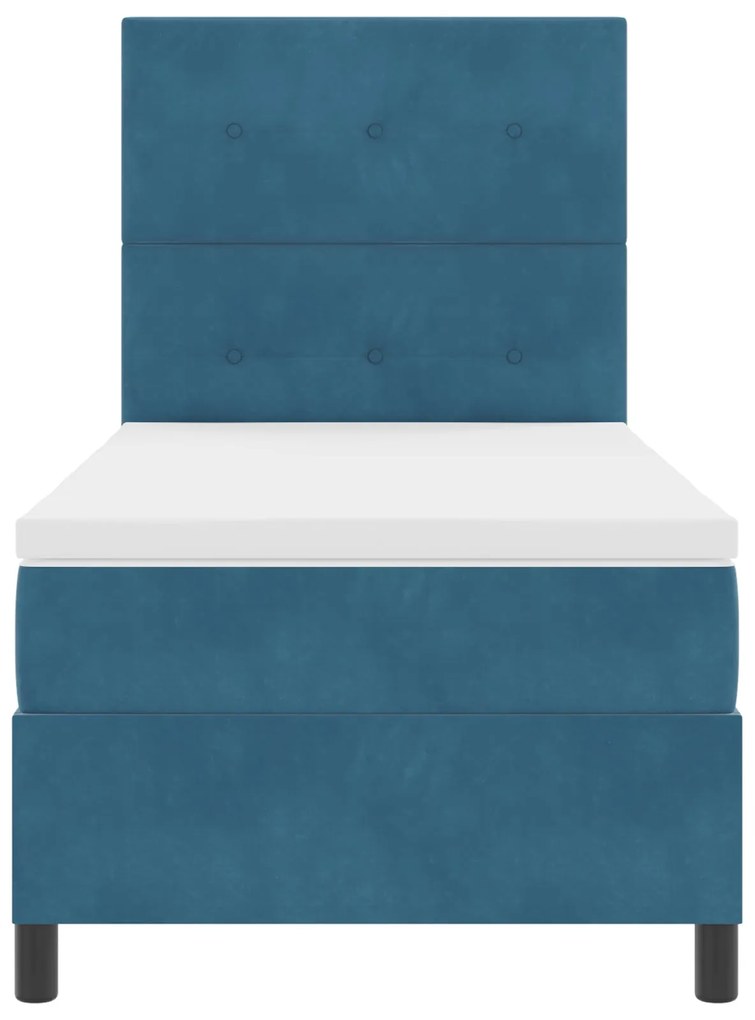 Cama Box com Colchão vidaXL Azul Escuro 80x200 cm Veludo
