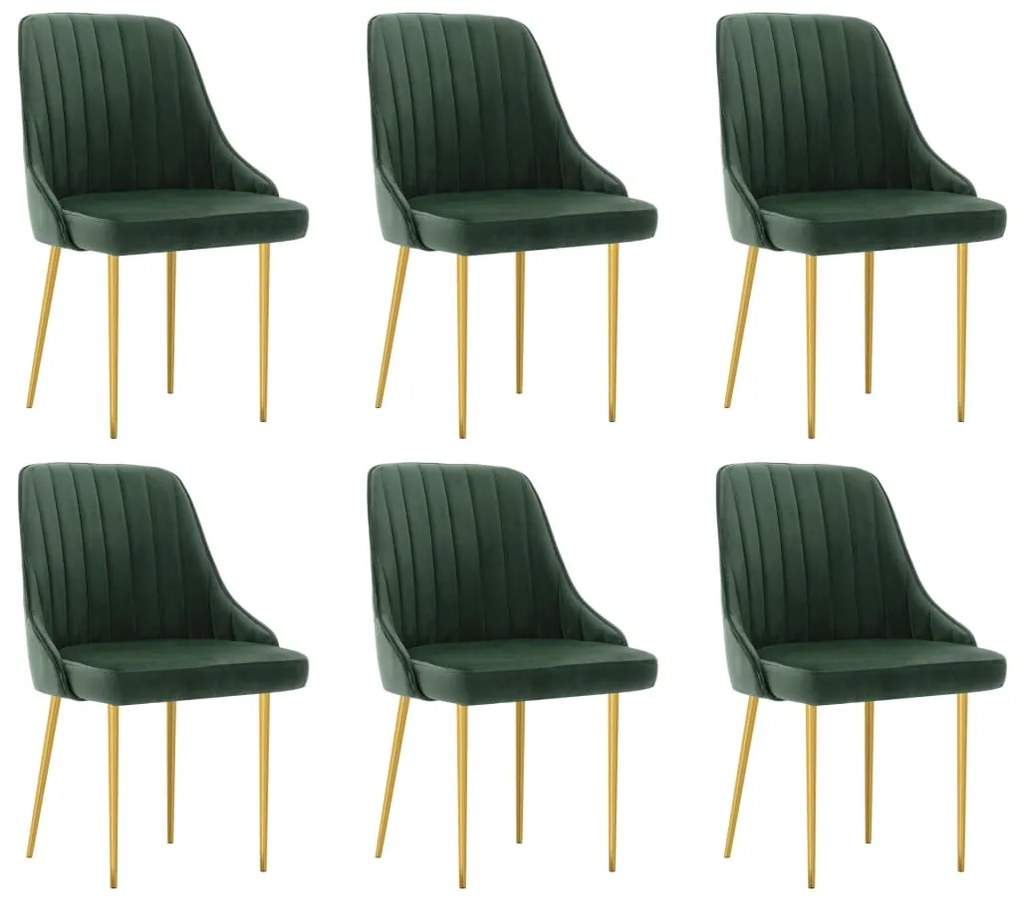 vidaXL Cadeiras de jantar 6 pcs veludo verde-escuro