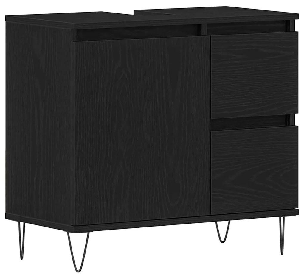 Armário para Lavabo vidaXL Preto Carvalho 65x33x60 cm Madeira Ingeneri
