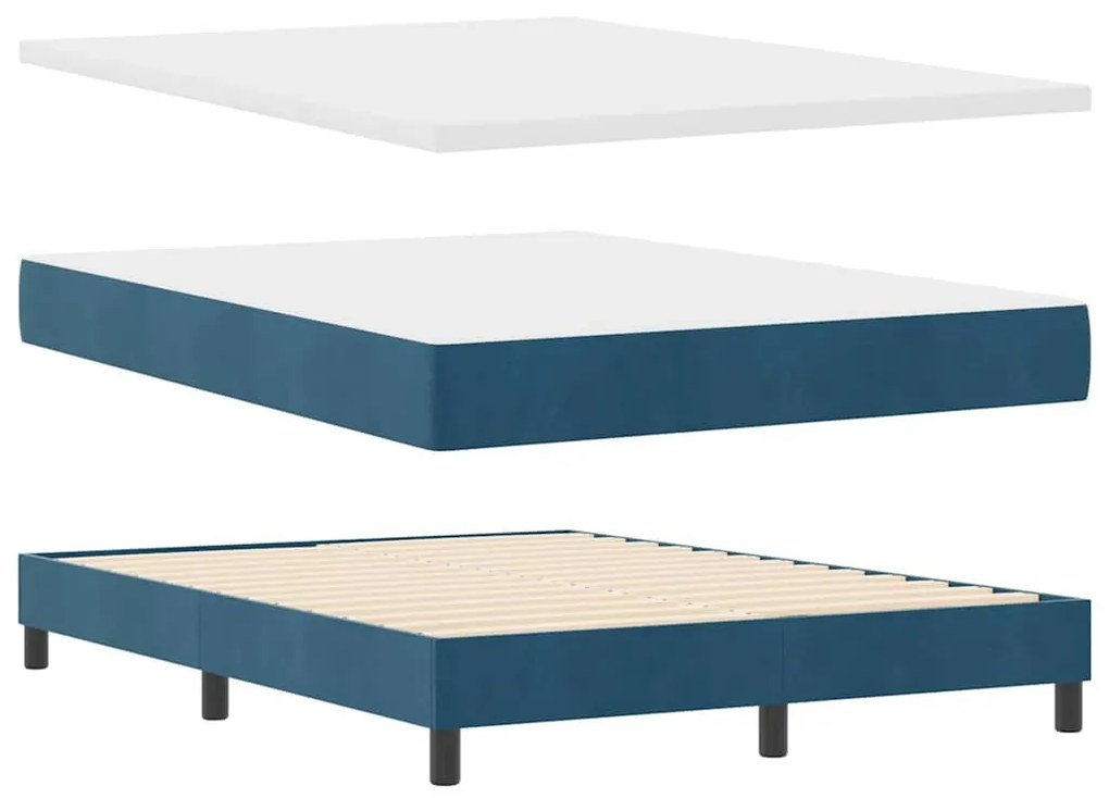 Cama Box com Colchão vidaXL Azul Escuro 140x190 cm Veludo