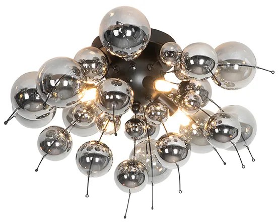 Candeeiro de teto design preto com vidro fumê 4-luzes - Explode Design