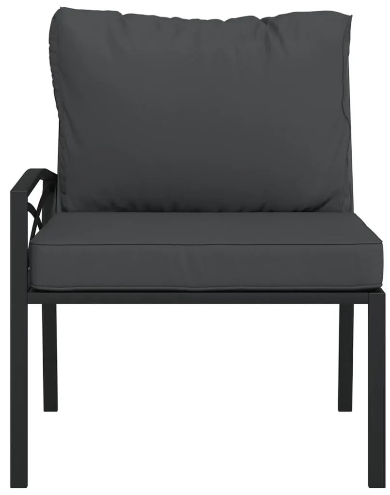 Cadeiras de jardim c/ almofadões cinzentos 2 pcs 62x75x79cm aço