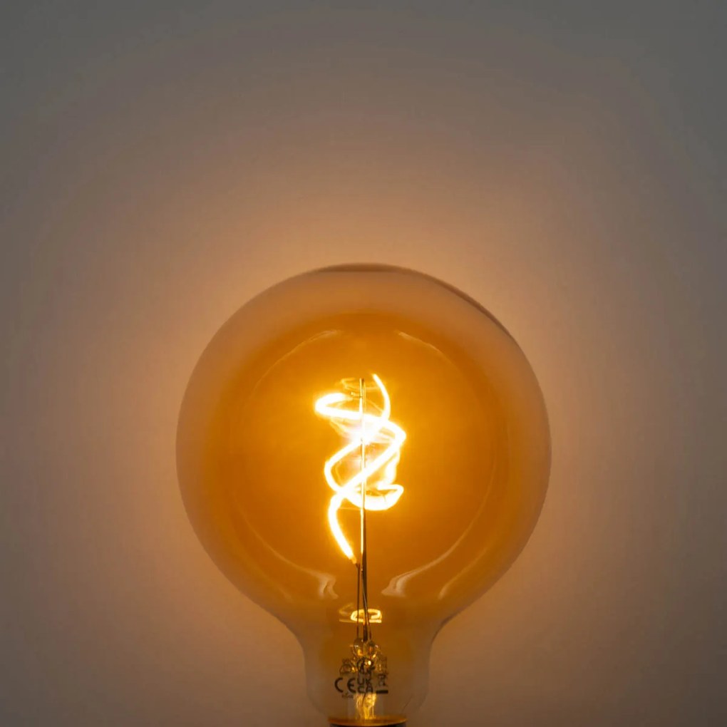 Conjunto de 5 Lâmpadas LED E27 Reguláveis Filamento Espiral G125 Dourado 4W 270LM 2200K