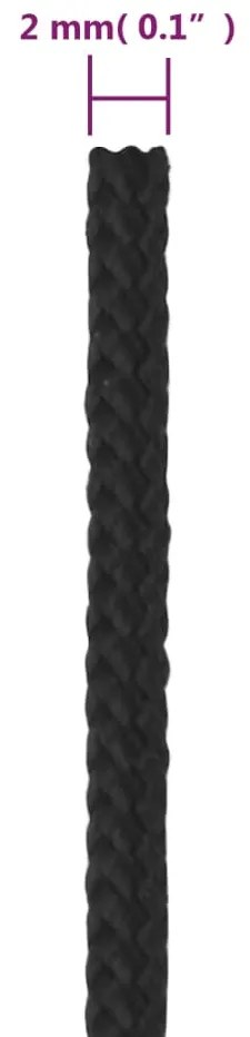Corda de barco 2 mm 50 m polipropileno preto completo