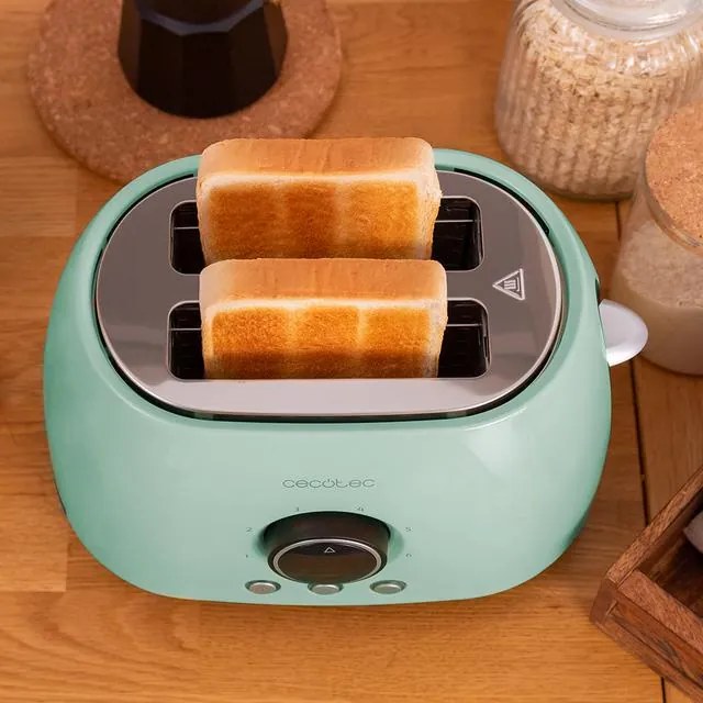 Torradeira Digital ClassicToast 8000 Blue Double. 800 W, 2 fendas extralargas para 2 torradas, Ecrã digital, 3 funções, Suporte superior, Desing retro