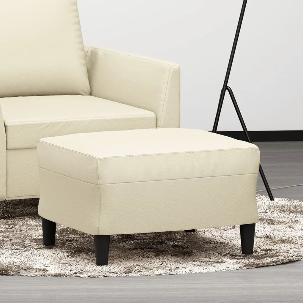 vidaXL Apoio de pés 60x50x41 cm couro artificial cor creme