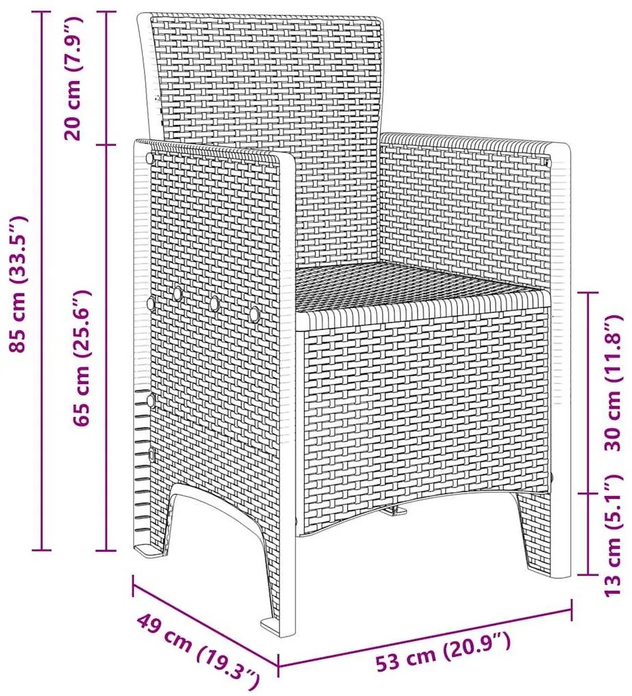 Cadeiras de Jardim 4 pcs Cinzento-claro 53 x 49 x 85 cm
