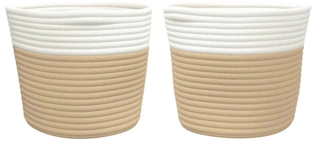 Cestos de arrumação 2 pcs Ø24x18 cm algodão bege e branco