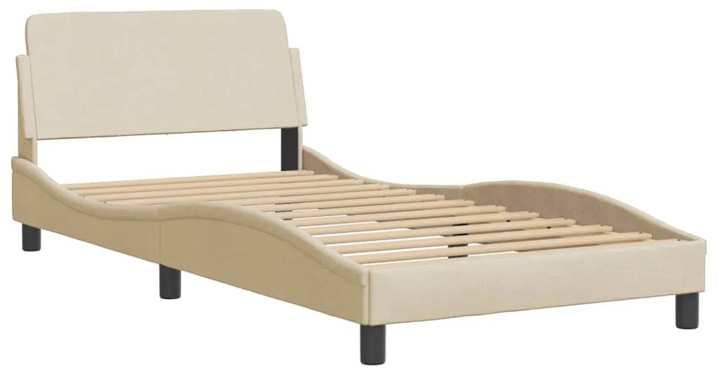 Estrutura de cama sem colchão 100x200 cm tecido cor creme