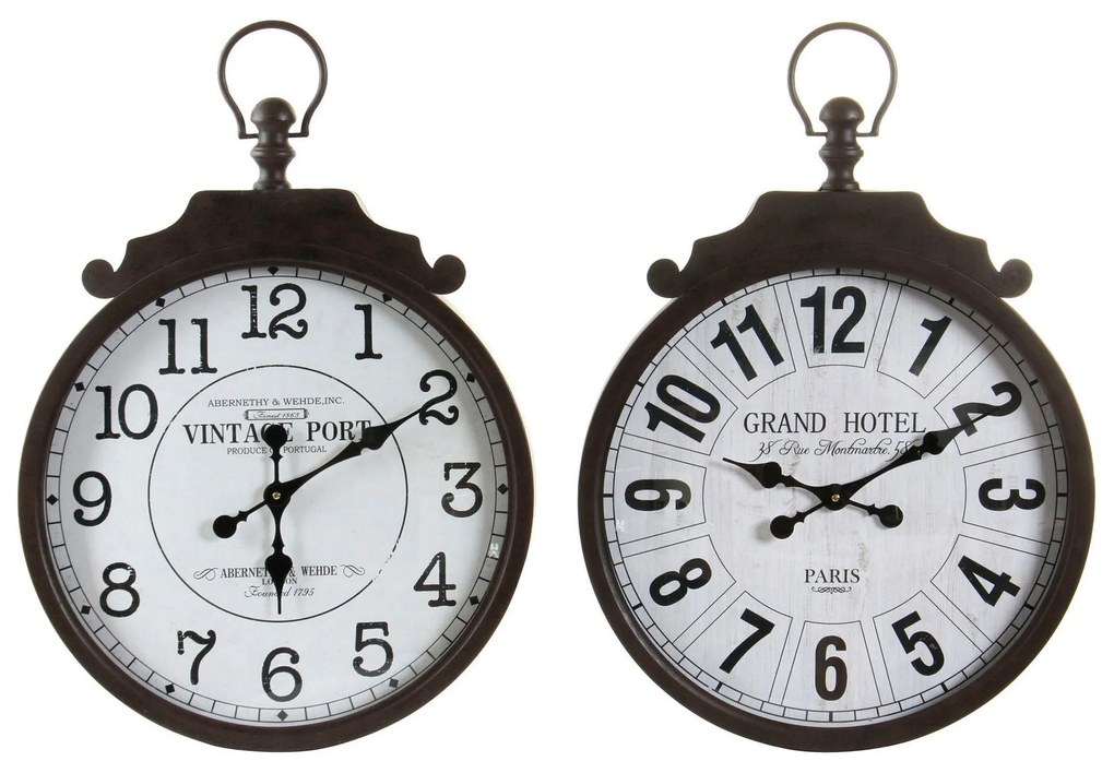 Relógio de Parede DKD Home Decor Tradicional Branco Preto Ferro (2 pcs) (50 x 6 x 71 cm)
