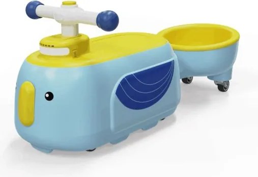 Carro andarilho de empurrar para crianças com reboque com luz, música, espaço de armazenamento e rodas macia 71 x 24 x 31 cm Azul