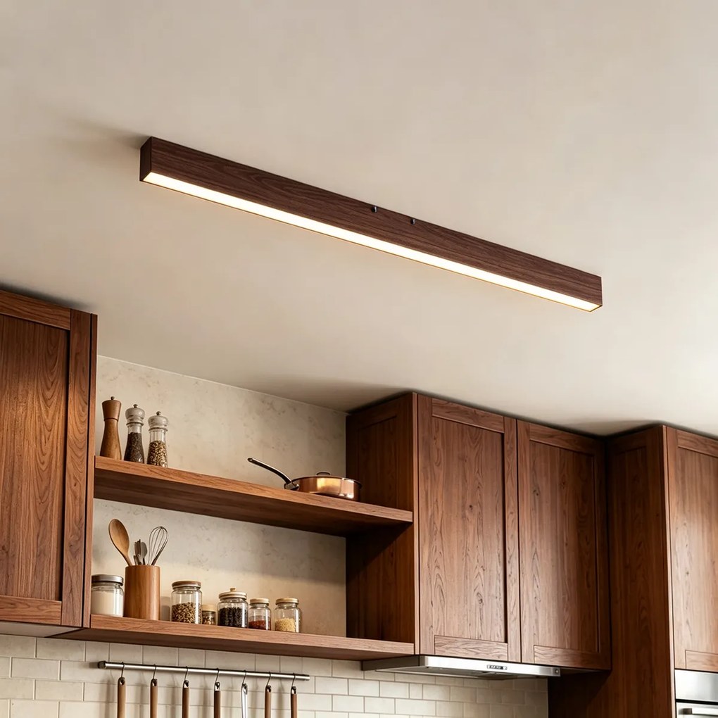 Candeeiro de Teto Moderno Madeira de Nogueira Com LED Integrado Regulável em 3 Passos 2700-4000K com Interruptor DIP - Keane