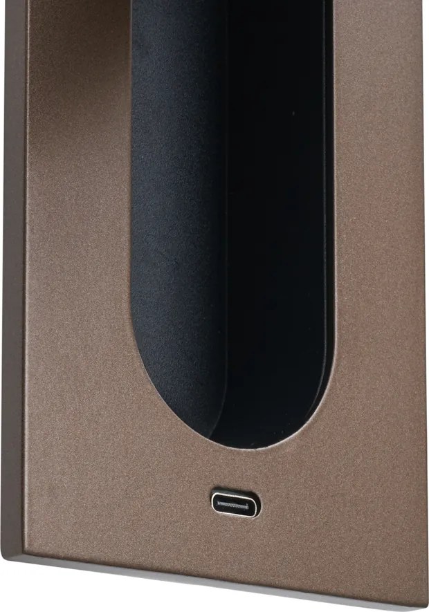 Conjunto de 2 candeeiros de parede modernos bronze escuro com LED e porta USB-C - Hilton