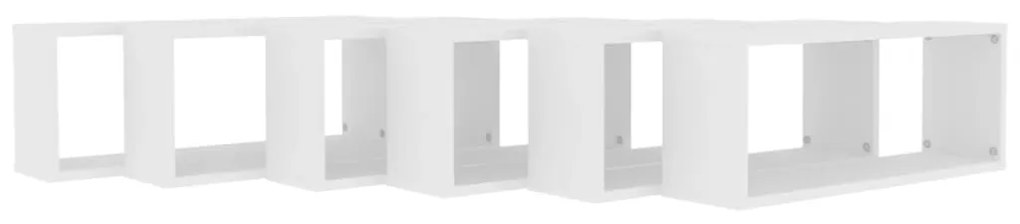 Prateleiras parede forma de cubo 6pcs contr. 60x15x23 cm branco