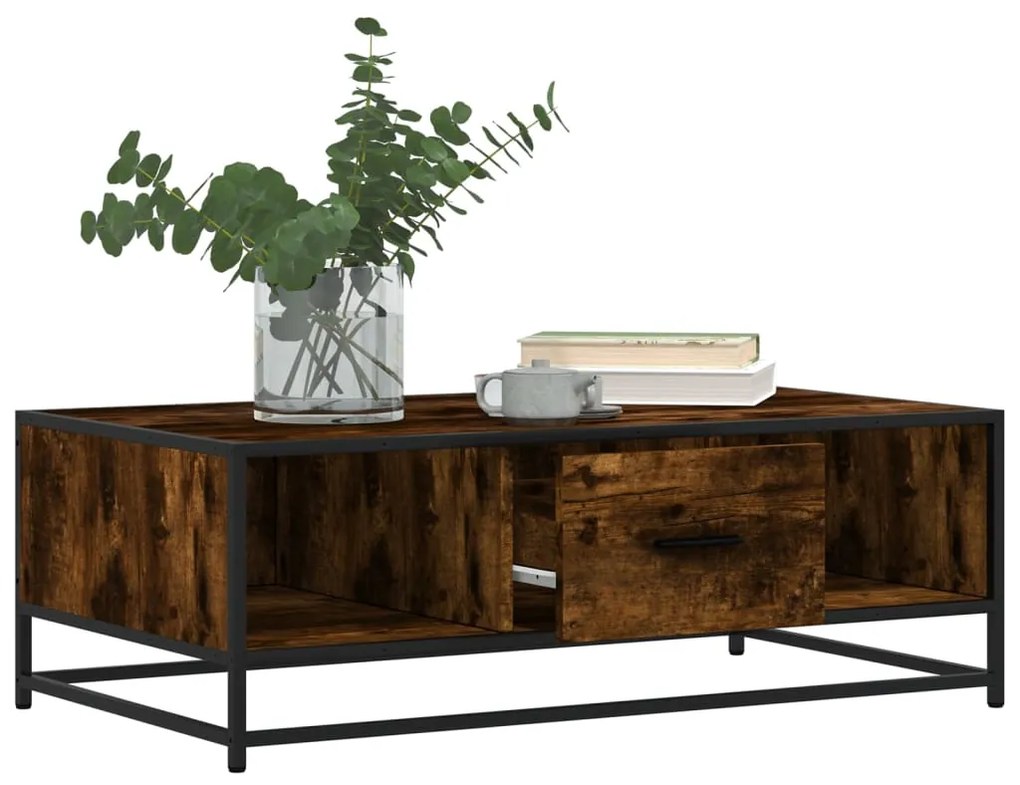 Mesa de centro 100x57x35cm deriv. madeira/metal carvalho fumado