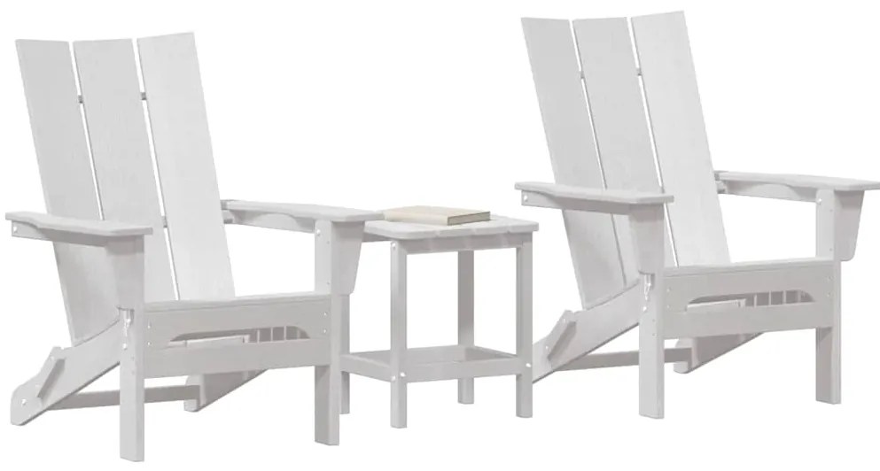 Conjunto de Lounge de Jardim 3 Peças vidaXL Branco HDPE
