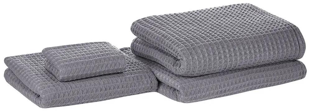 Conjunto de 4 toalhas de algodão cinzentas AREORA Beliani