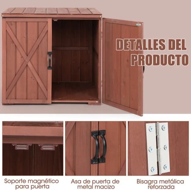 Armário de armazenamento em madeira de abeto para jardim  77x56x72 cm com portas duplas Castanho