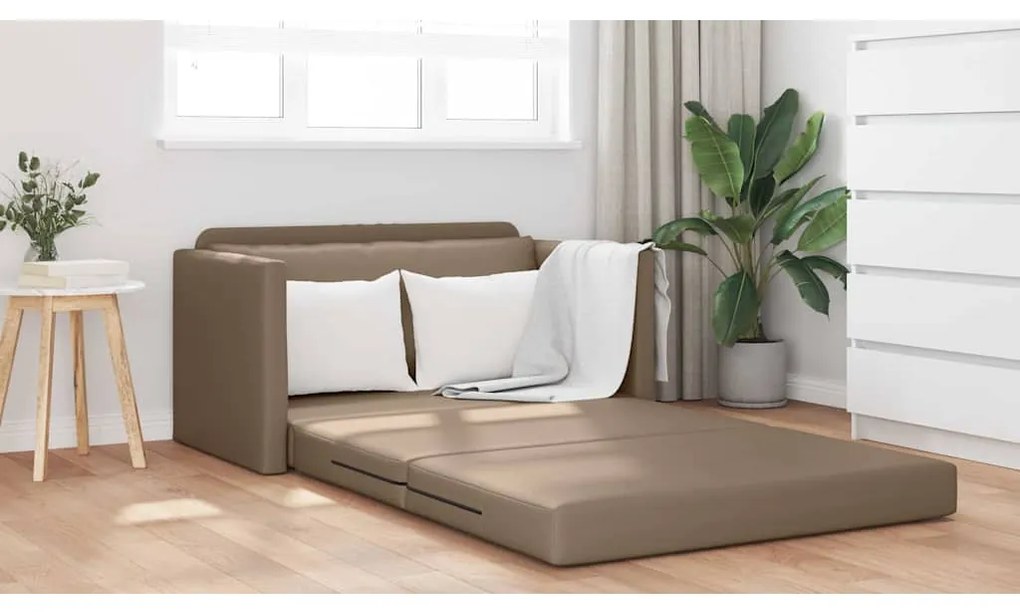 Sofá Cama 2 em 1 Cappuccino 124x71x78 cm Couro Sintético