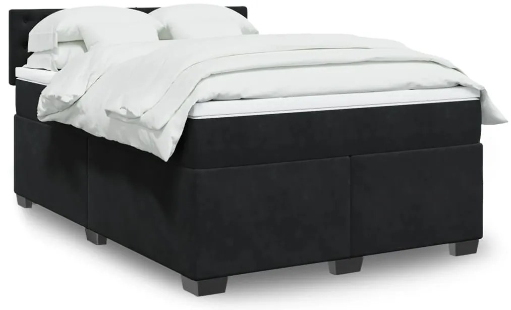 Cama com molas/colchão 160x200 cm veludo preto