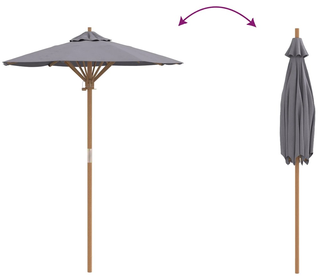 Guarda-sol de Jardim Cinza Escuro 150x210 cm Bambu