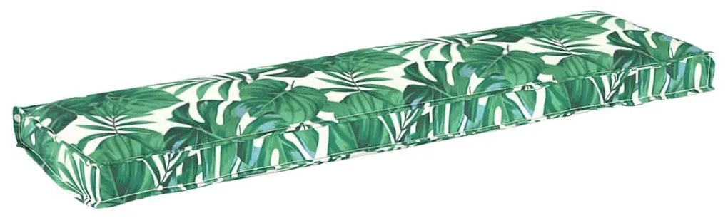 vidaXL Almofada de palete para banco Padrão de folhas 140 x 40 x 8 cm