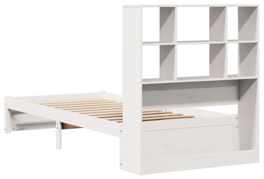 Cama com estante sem colchão 90x190 cm pinho maciço branco