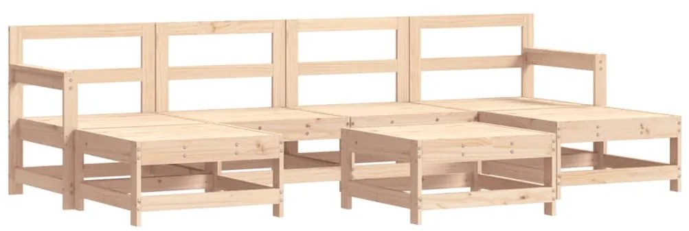 7 pcs conjunto lounge jardim c/ almofadões madeira maciça