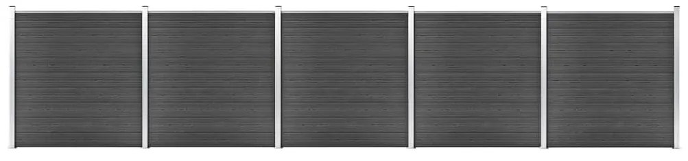 Conjunto de painel de vedação WPC 872x186 cm preto