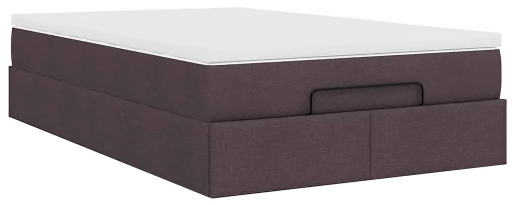 Estrutura de cama otomana com colchão 120x190cm castanho escuro