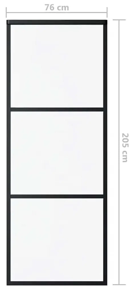 Porta deslizante com 3 painéis em vidro ESG e alumínio 76x205 cm preto