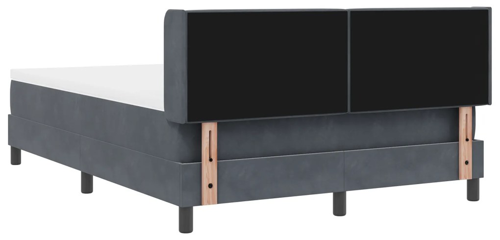 Cama Box com Colchão vidaXL Cinza Escuro 160x200 cm Veludo