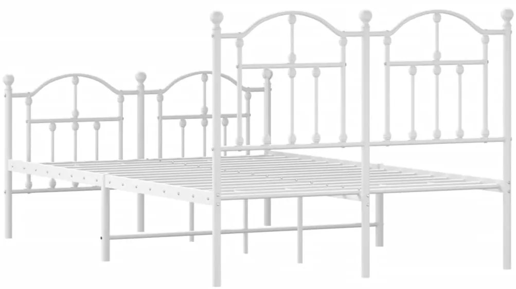 Estrutura de cama com cabeceira e pés 120x190 cm metal branco