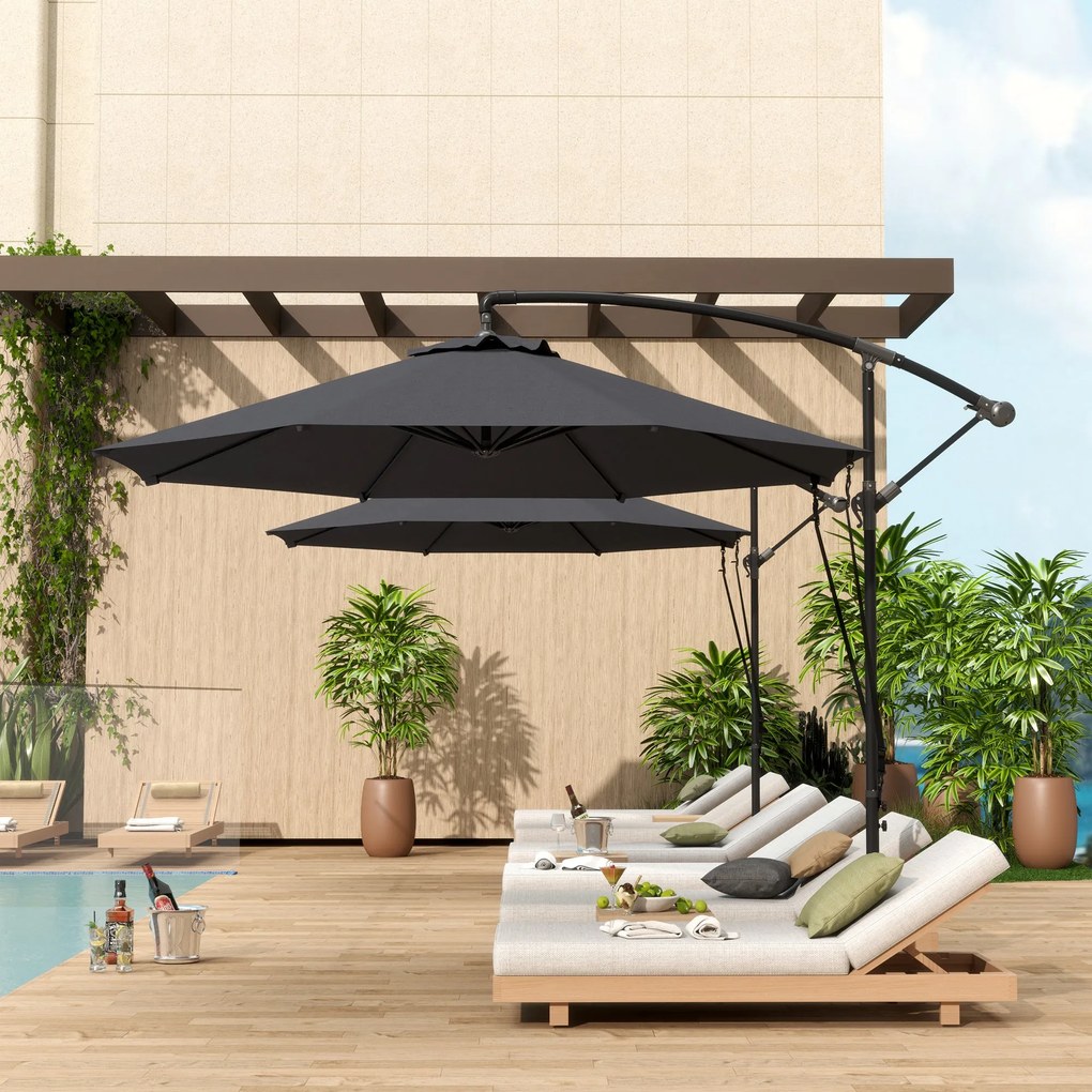 Chapéu de Sol Excêntrico Ø 290 cm Chapéu de Sol de Jardim com Base Cru