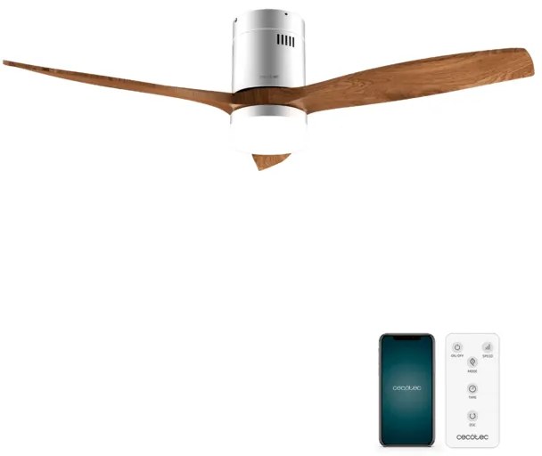 Ventoinha de teto EnergySilence Aero 5600 Aqua IronDarkWood Connected de 40 W e 52’’ com controlo remoto, controlo por Wi-Fi