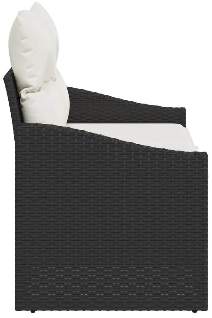 Sofá de Jardim 2 Lugares com Almofadas Preto em Rattan Sintético