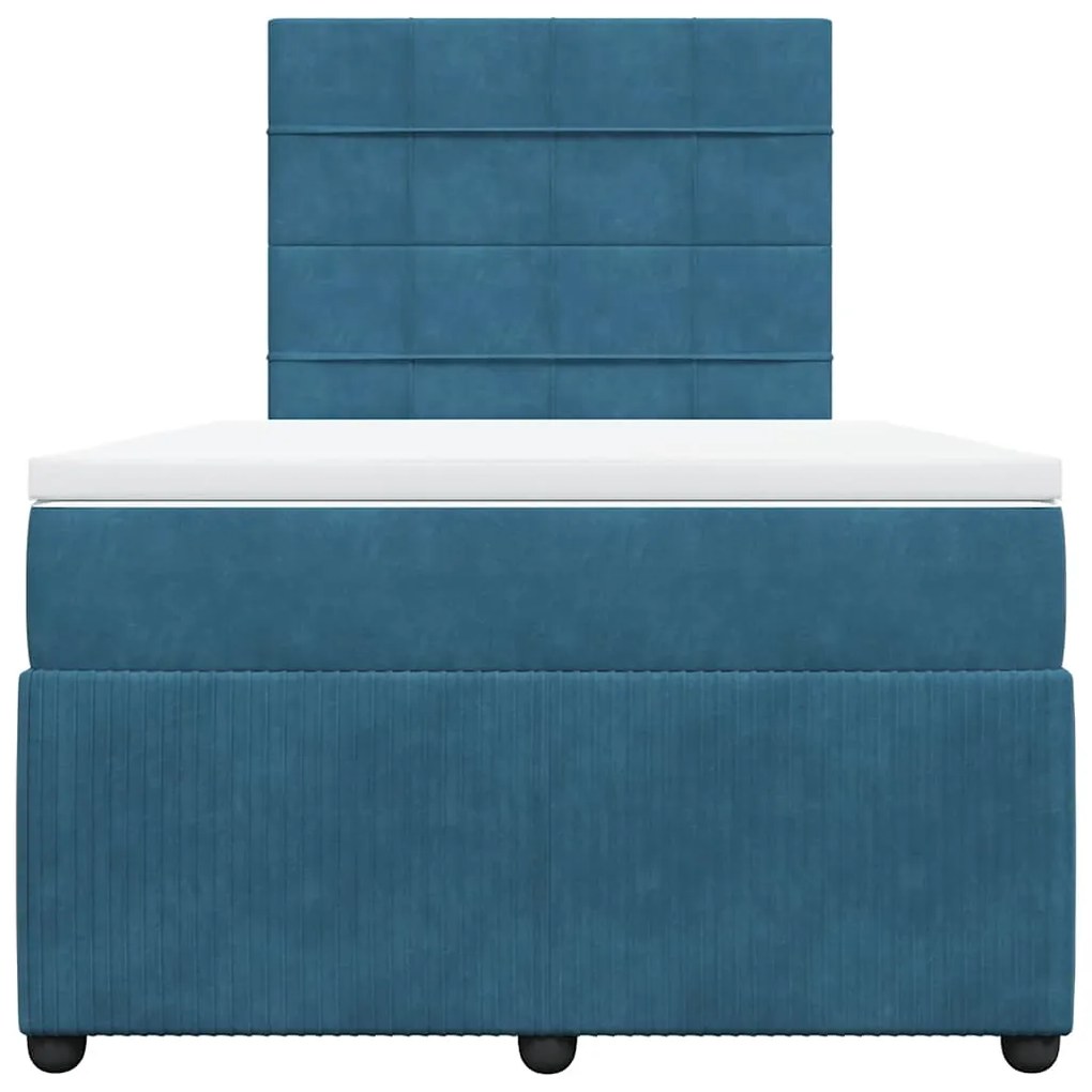 Cama boxspring com colchão 120x200 cm veludo azul-escuro
