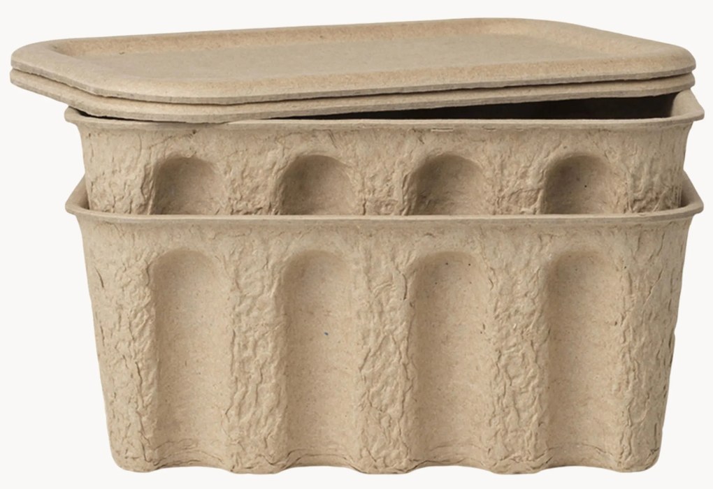 Caixas em pasta de papel Pulp, P 18 cm, conjunto de 2