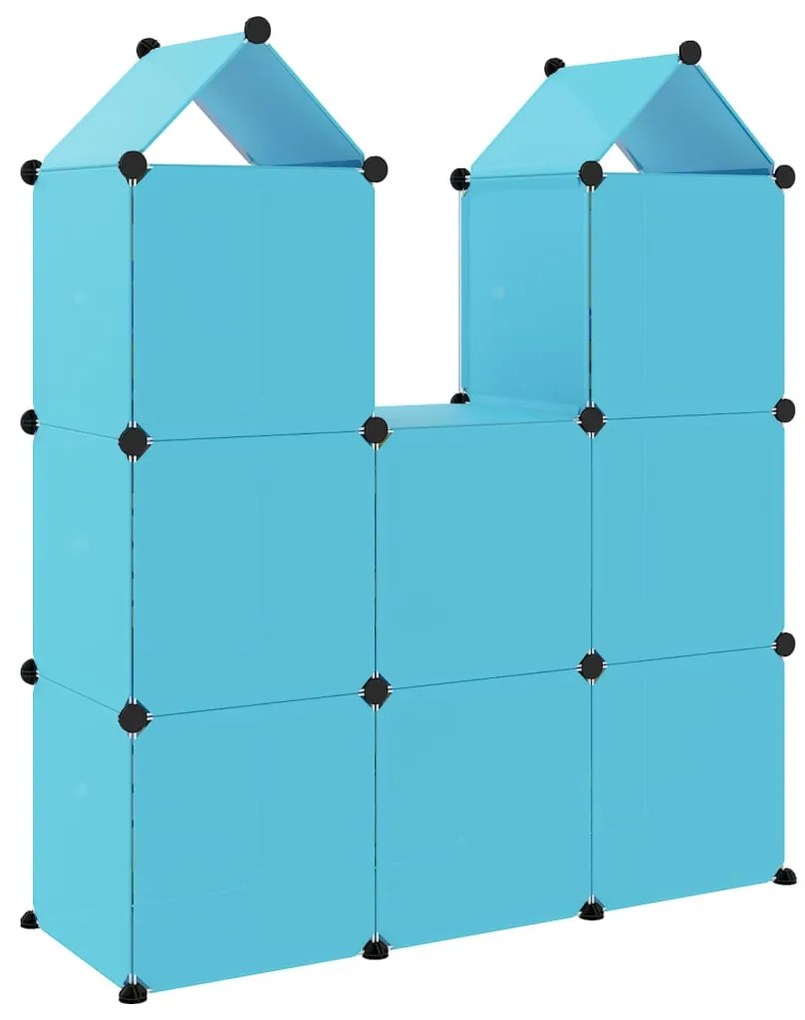 Armário de arrumação infantil com 8 cubos PP azul