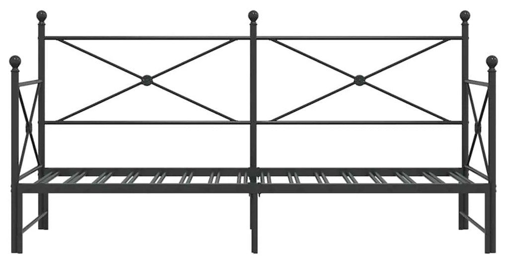 Cama de dia com gavetão sem colchão 75x190 cm aço preto