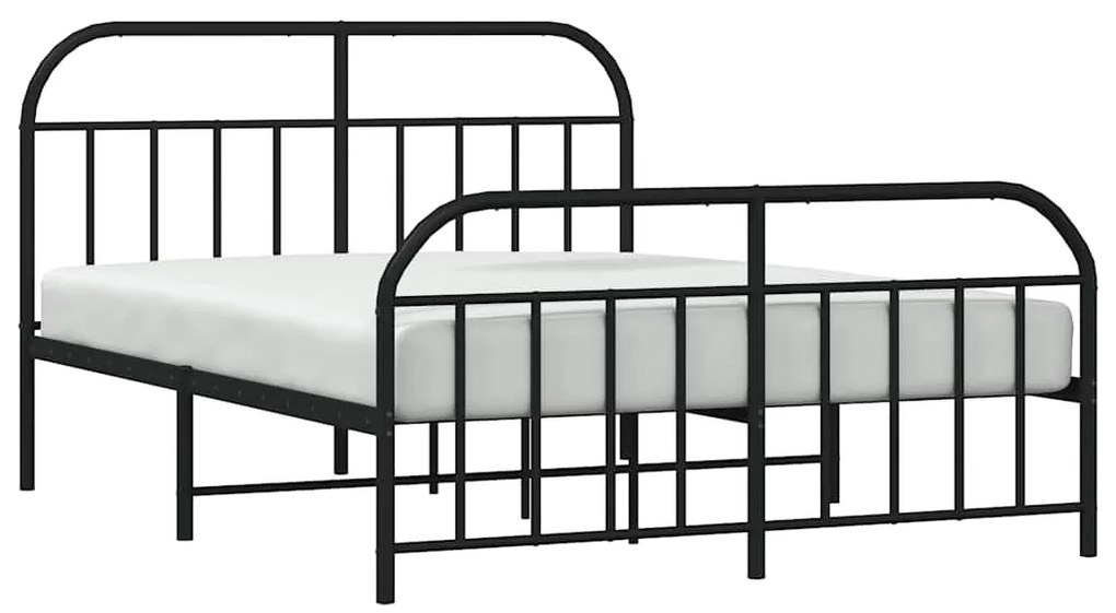 Estrutura de cama com cabeceira e pés 183x213 cm metal preto