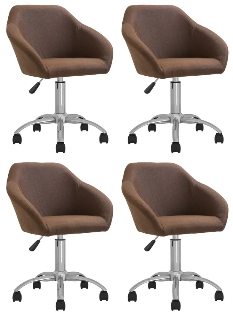 vidaXL Cadeiras de jantar giratórias 4 pcs tecido castanho