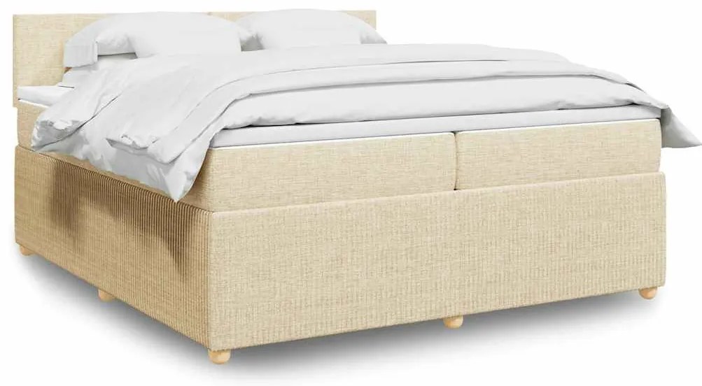 vidaXL Cama com molas/colchão 200x200 cm tecido cor creme