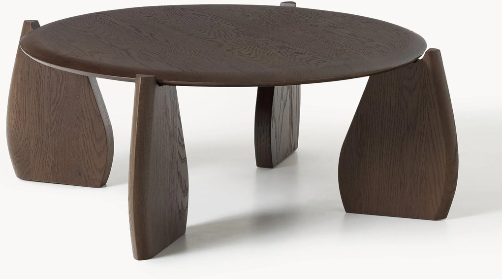 Mesa de centro redonda XL em madeira de carvalho Hilda