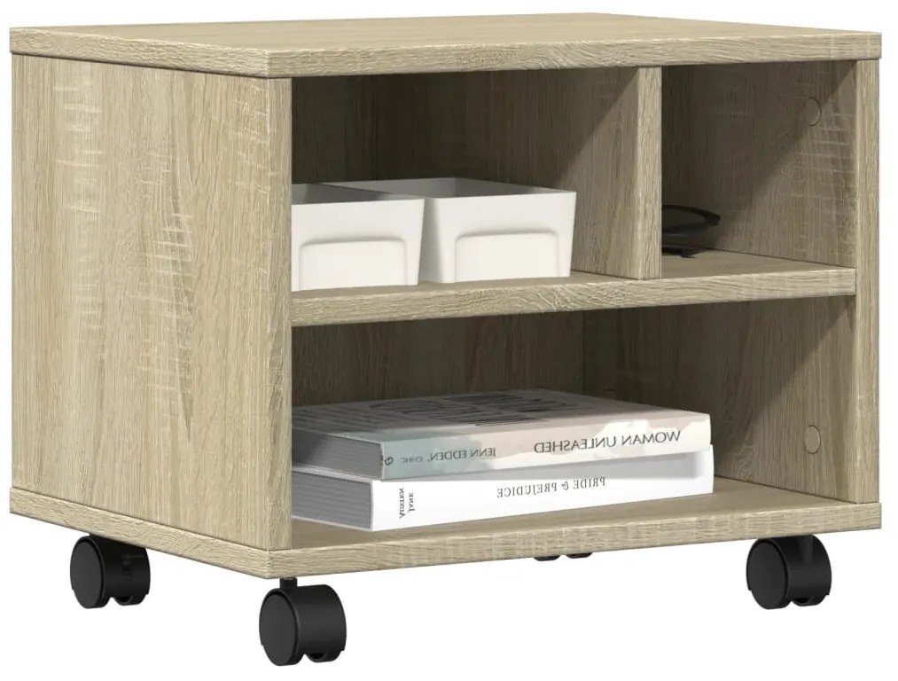 Suporte para impressora com rodas 41x32x34,5 cm carvalho sonoma