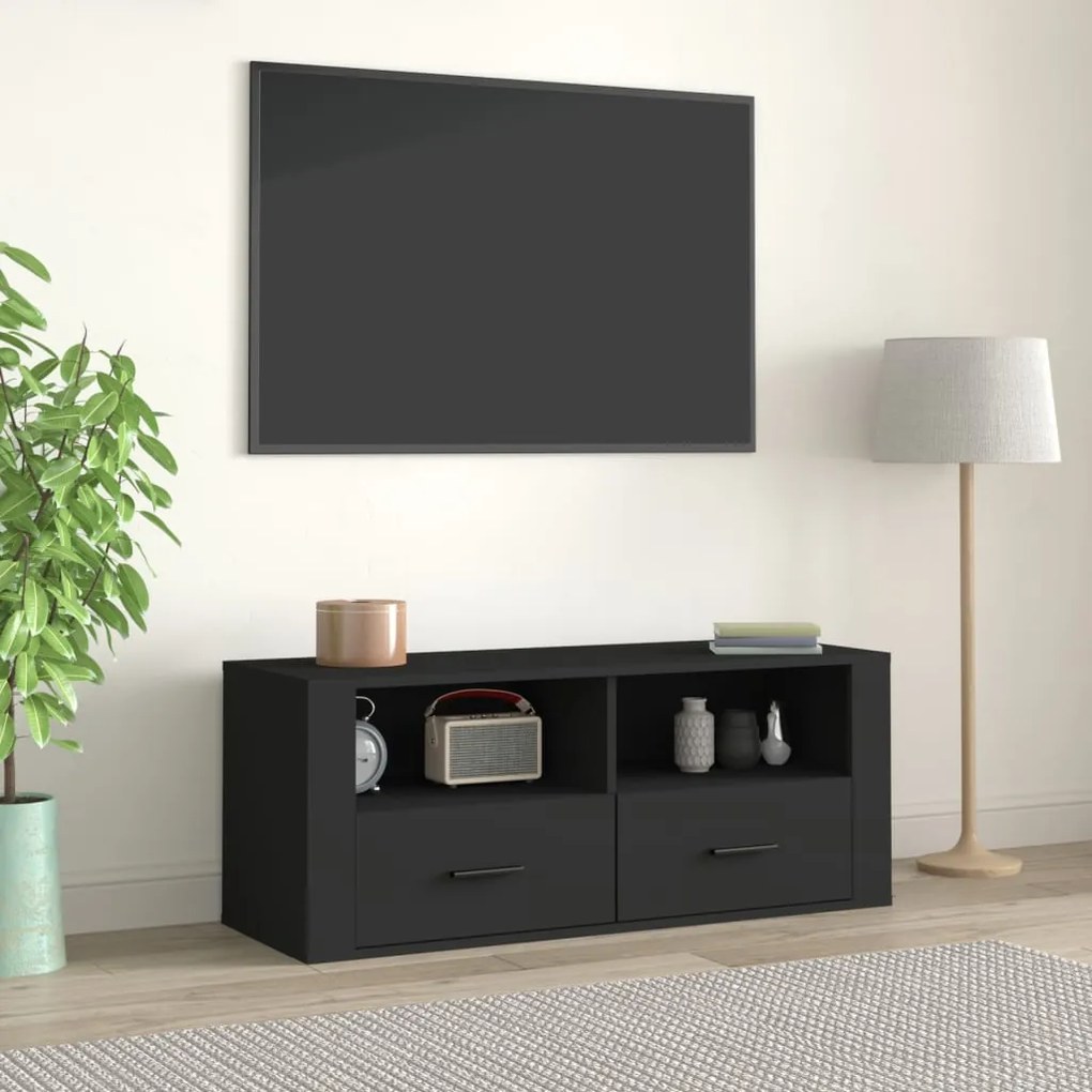 vidaXL Móvel de TV 100x35x40 cm madeira processada preto