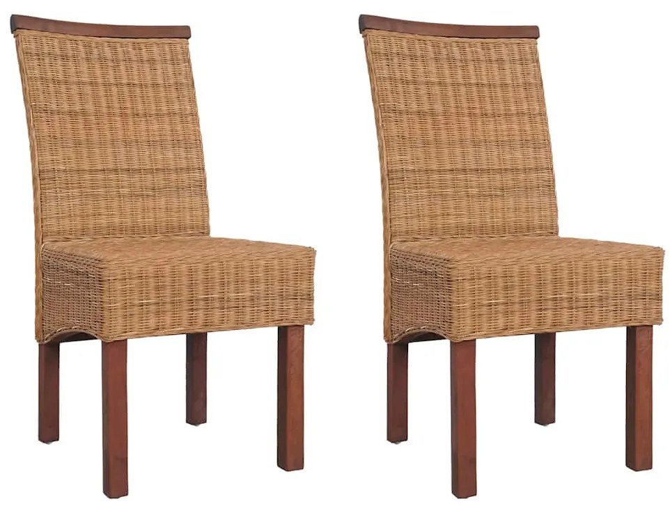 vidaXL Cadeiras de jantar 2 pcs vime genuíno castanho