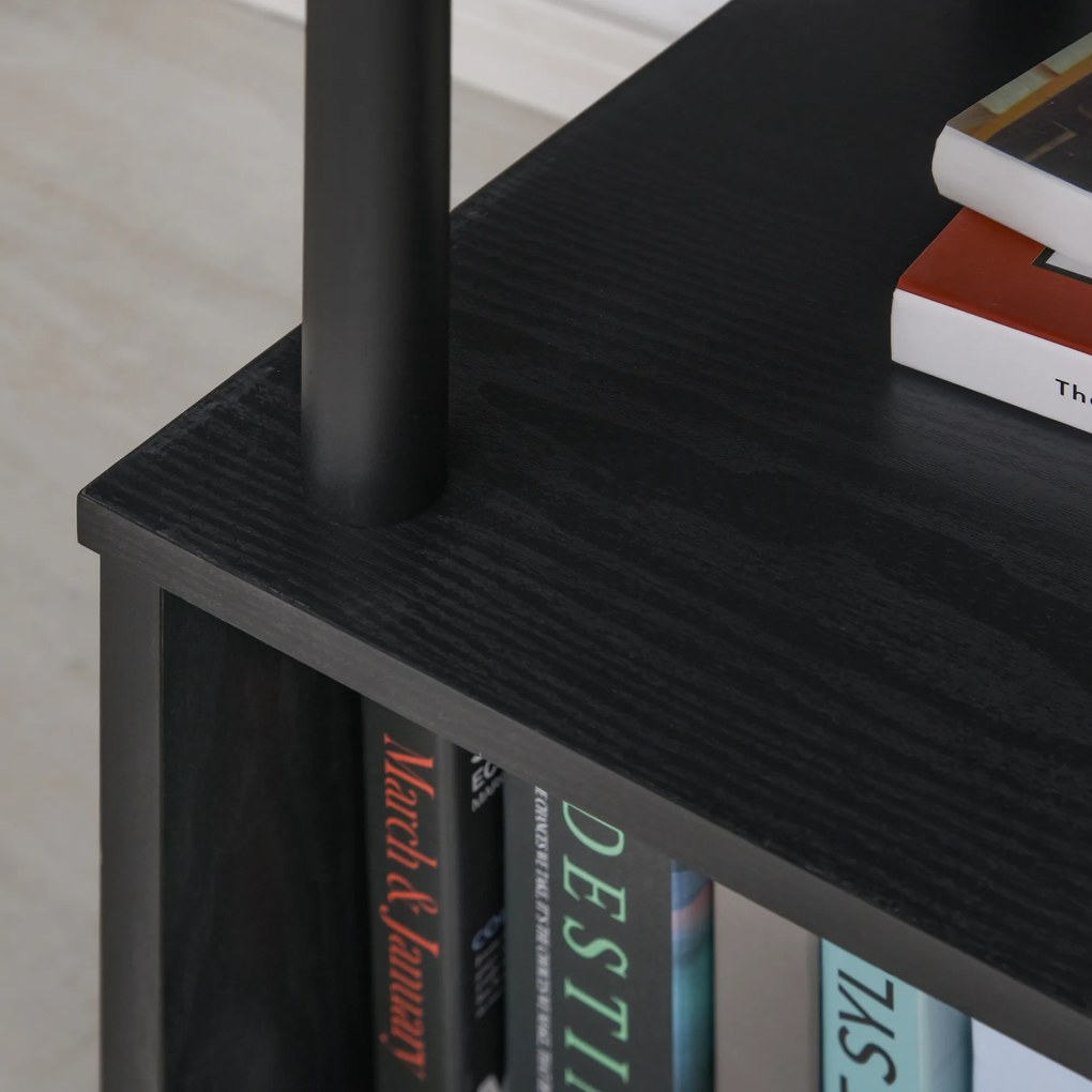 HOMCOM Secretária em Forma L Mesa para Computador Giratória 360 Graus com Múltiplas Formas Prateleiras e Grande Espaço de Armazenamento 220x55x79cm Preto